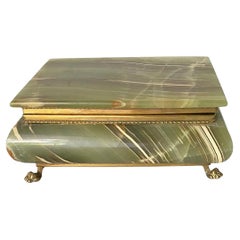 Green Onyx Marble and Brass Jewelry Display Box, Italy 1950