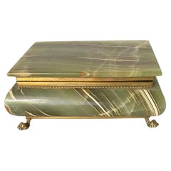 Vintage  Green Onyx Marble and Brass Jewelry Display Box, Italy 1950