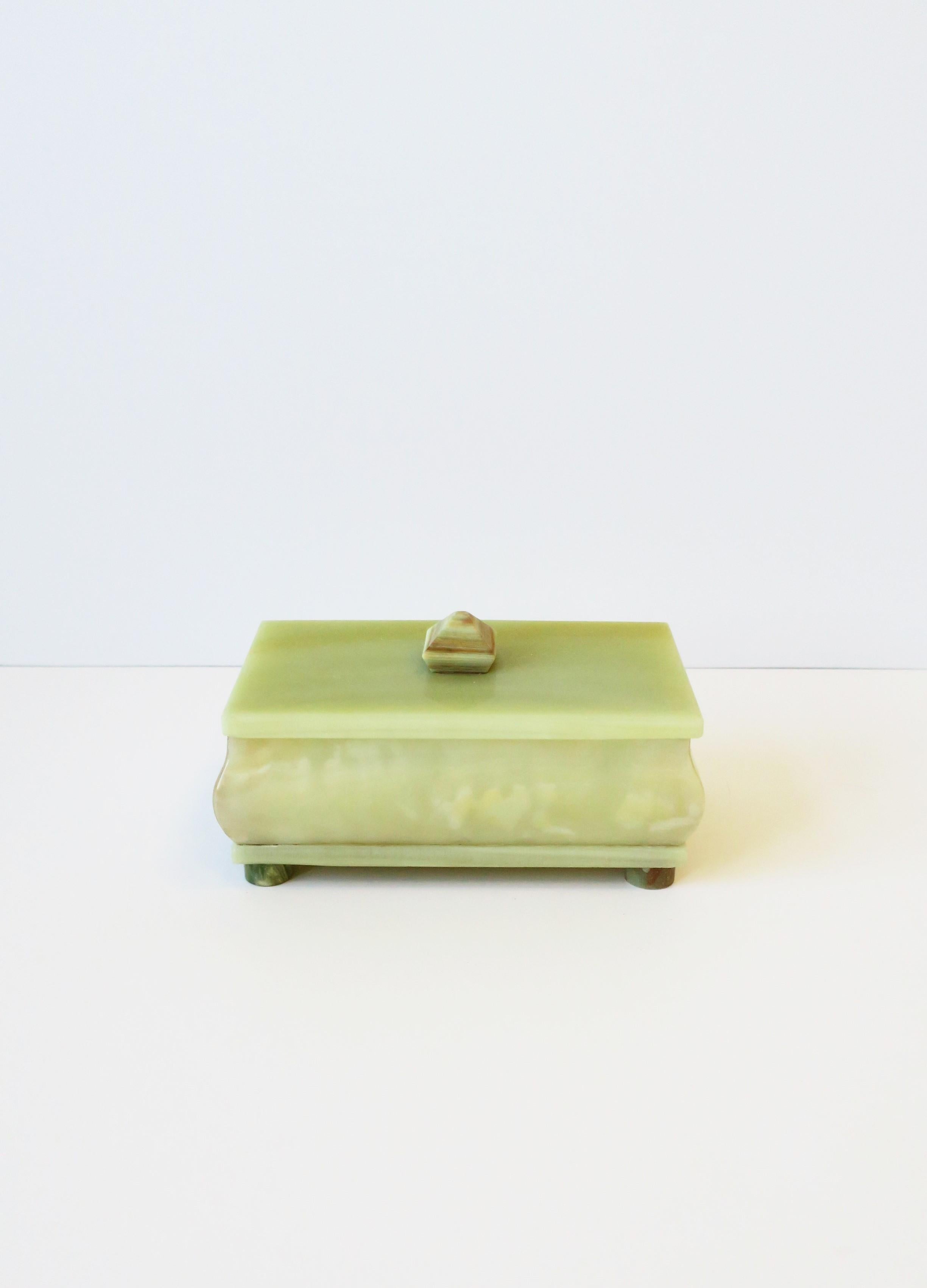 Italian Green Onyx Marble Jewelry or Decorative Box