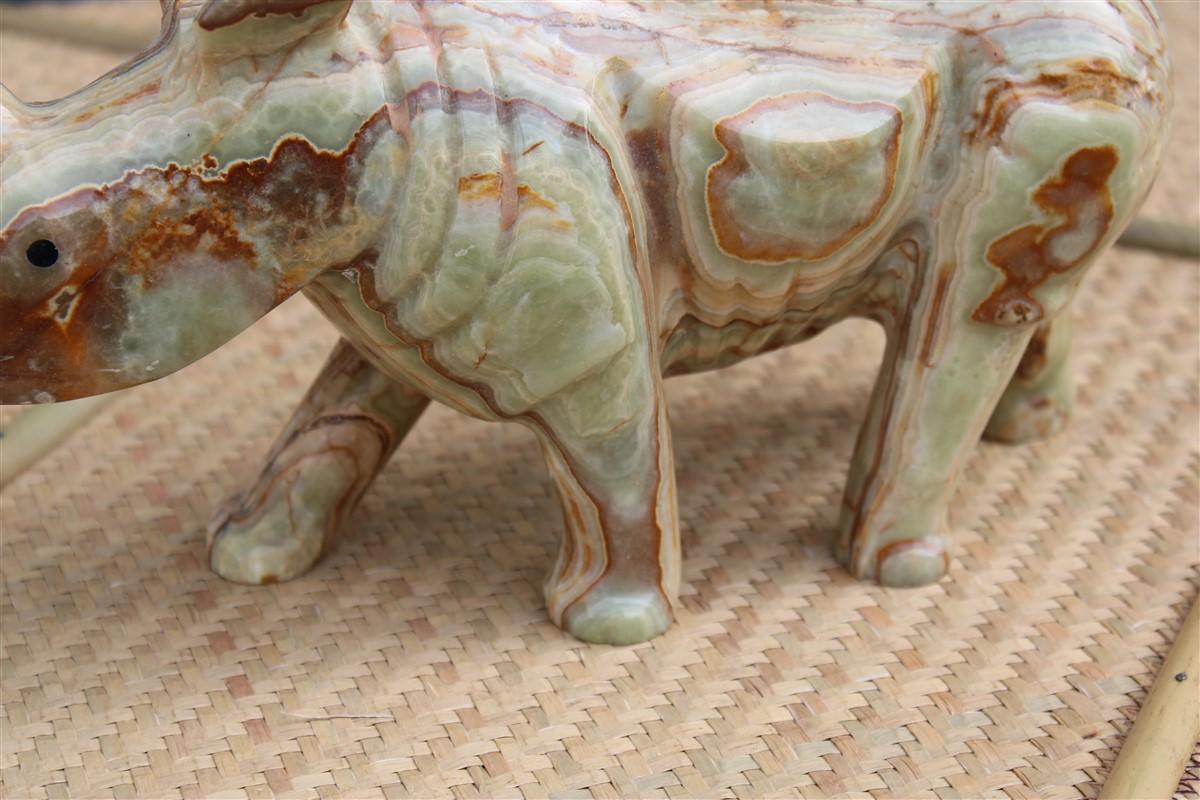 Mid-Century Modern Green Onyx Marble Sculpture Depicting the White Rhino Italy 1950s  For Sale