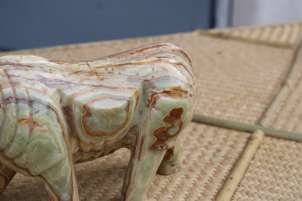 Italian Green Onyx Marble Sculpture Depicting the White Rhino Italy 1950s  For Sale