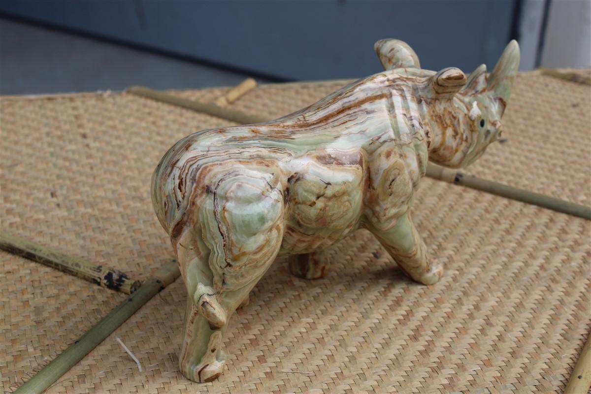 Green Onyx Marble Sculpture Depicting the White Rhino Italy 1950s  In Good Condition In Palermo, Sicily