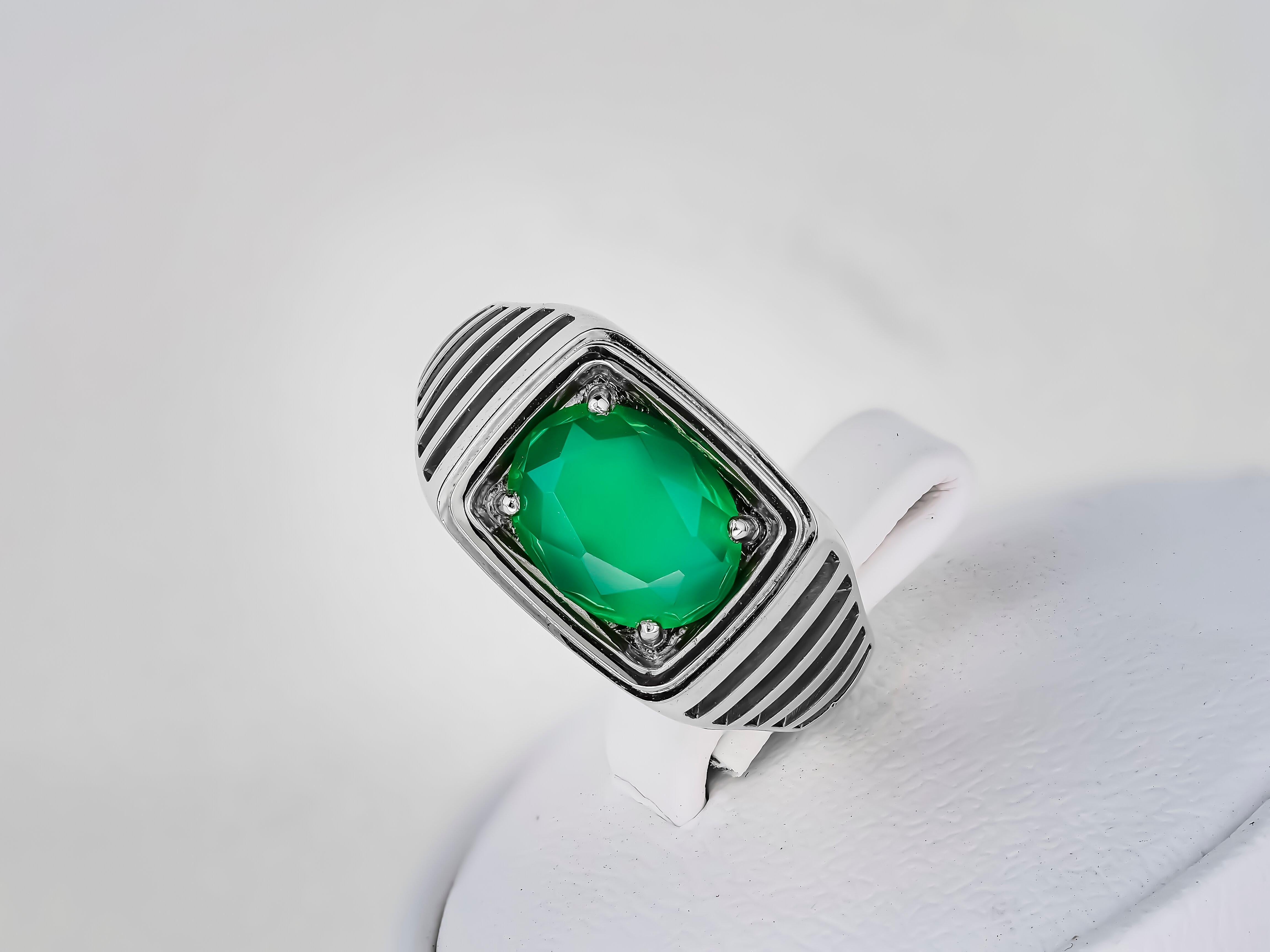 For Sale:  Green Onyx Men Gold Ring, Vintage Style Onyx Mens Ring 5