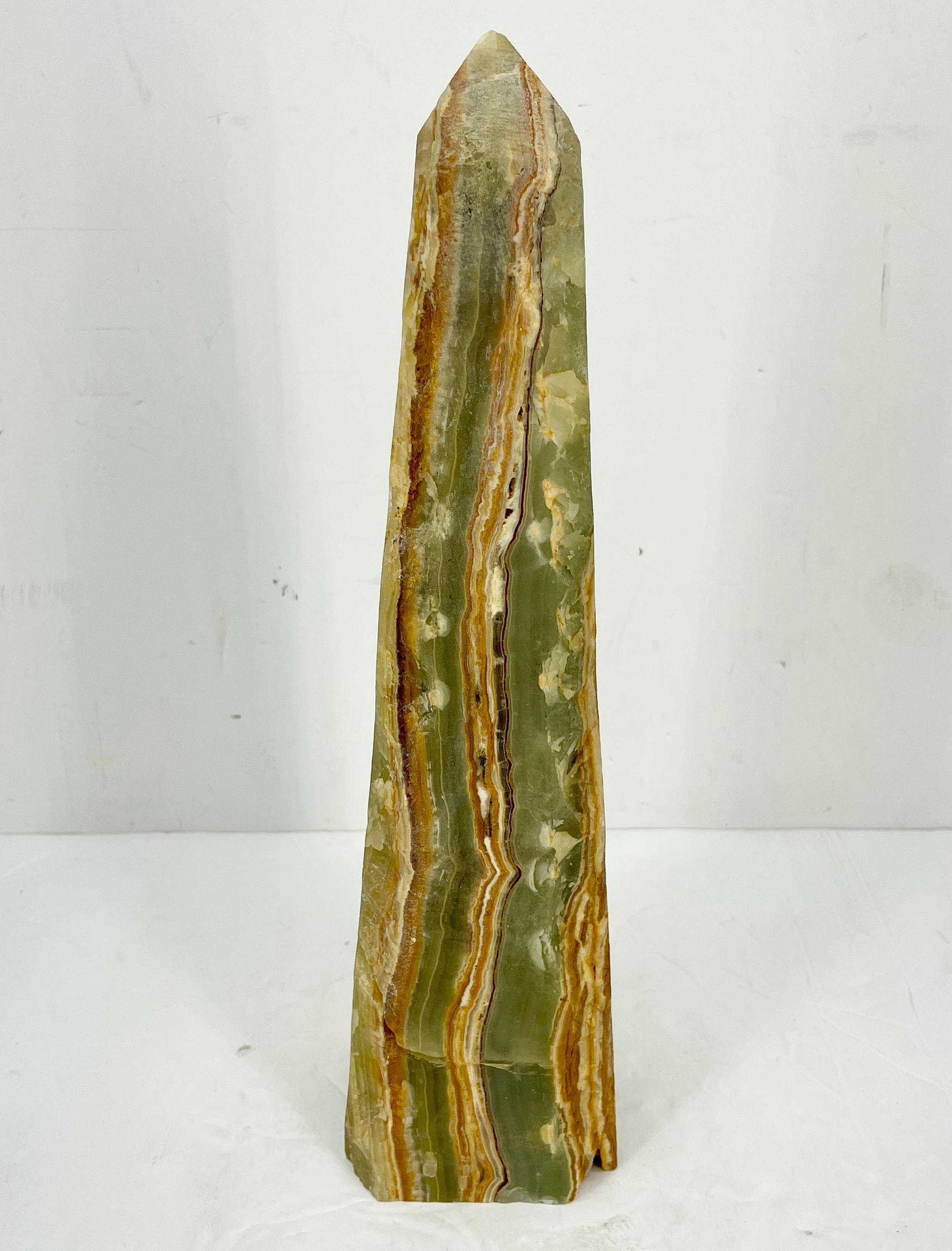 Green Onyx Obelisk With Natural Rough Edge Finish 5