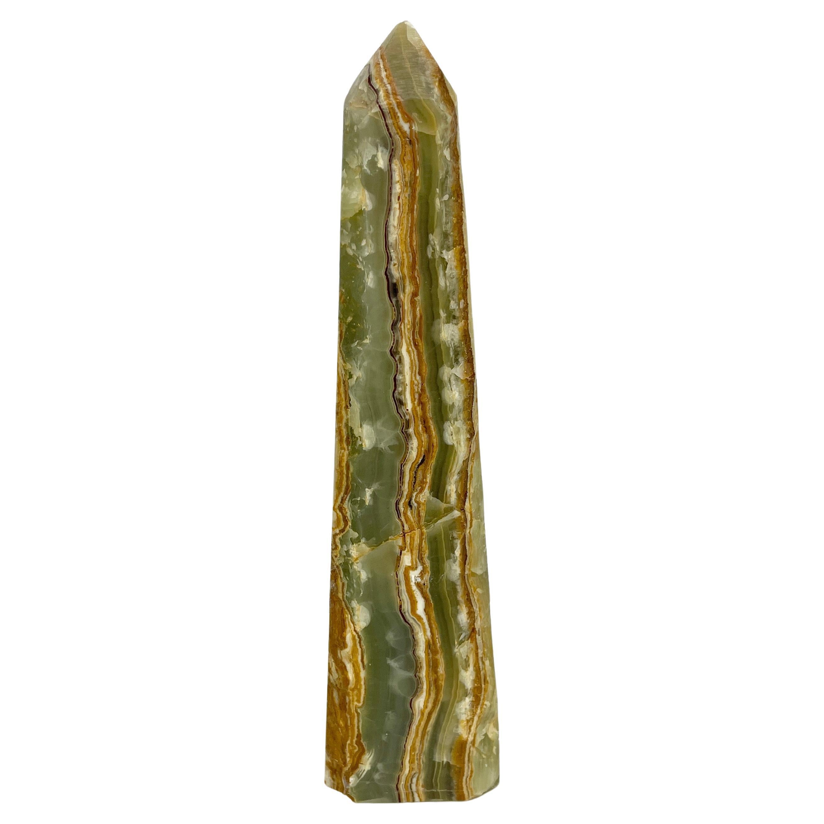 Empire Green Onyx Obelisk With Natural Rough Edge Finish