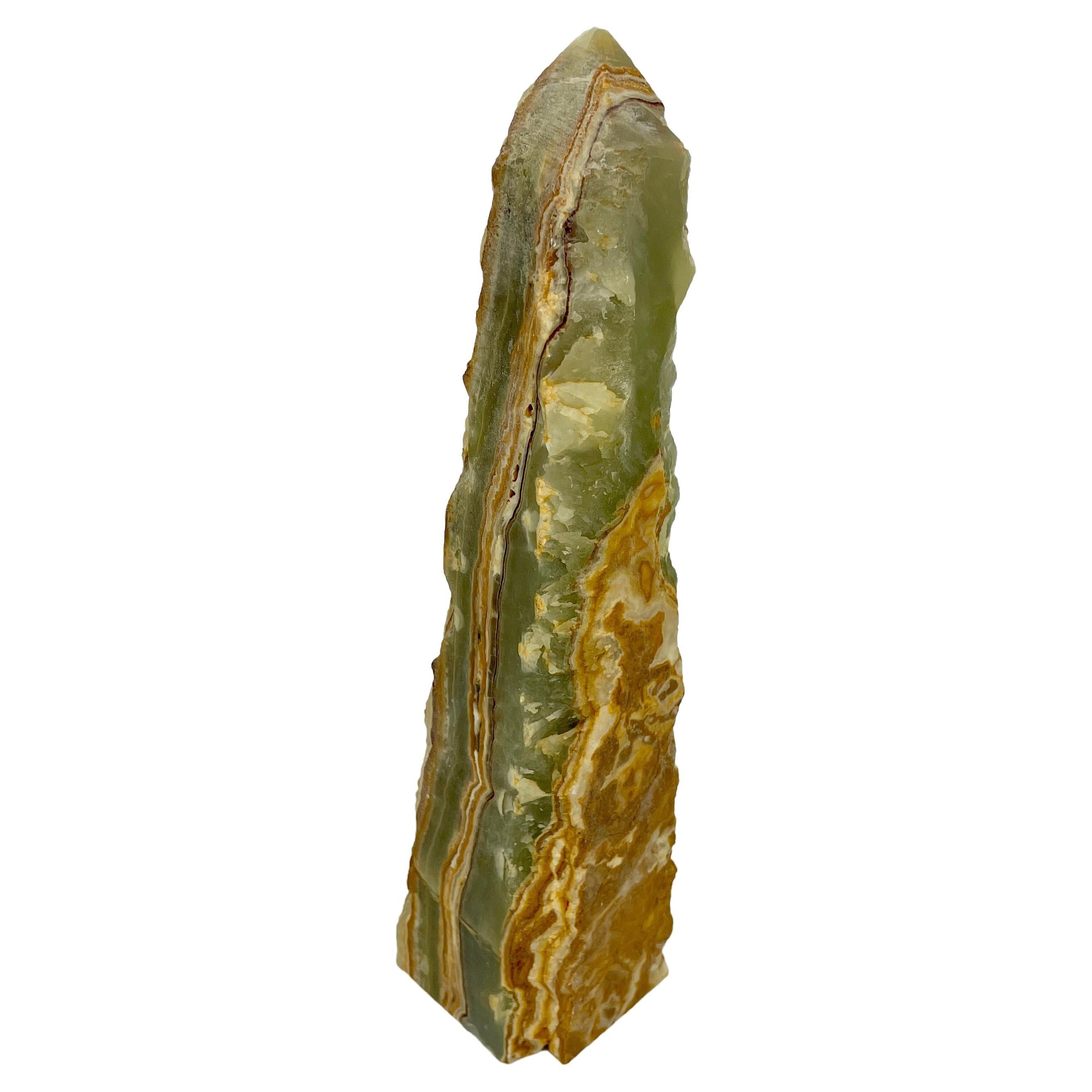 Green Onyx Obelisk With Natural Rough Edge Finish 1