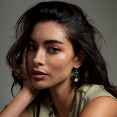 Green Onyx Pebble & Pearl Drop Earrings In Sterling Silver