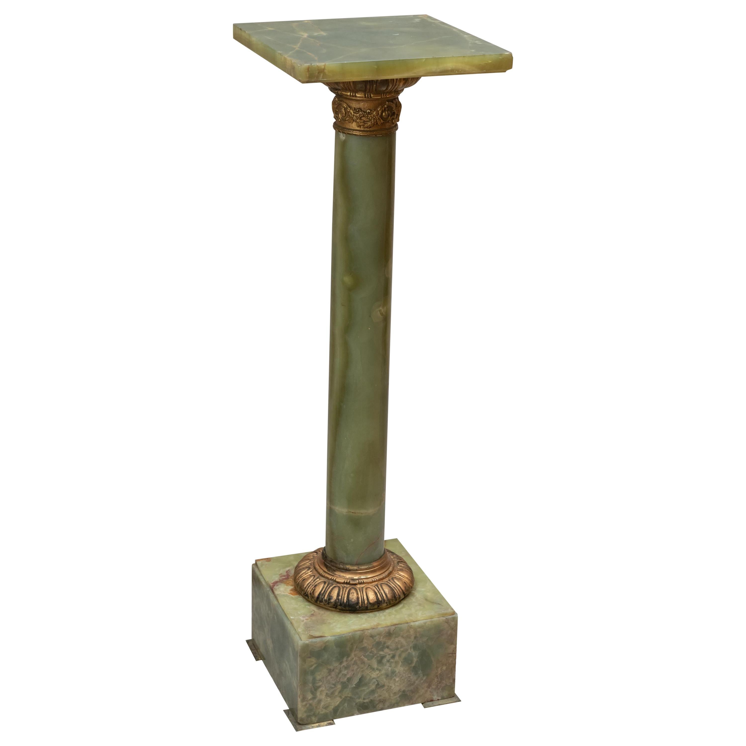 Green Onyx Pedestal with Gilt Bronze Ormolu, circa 1900