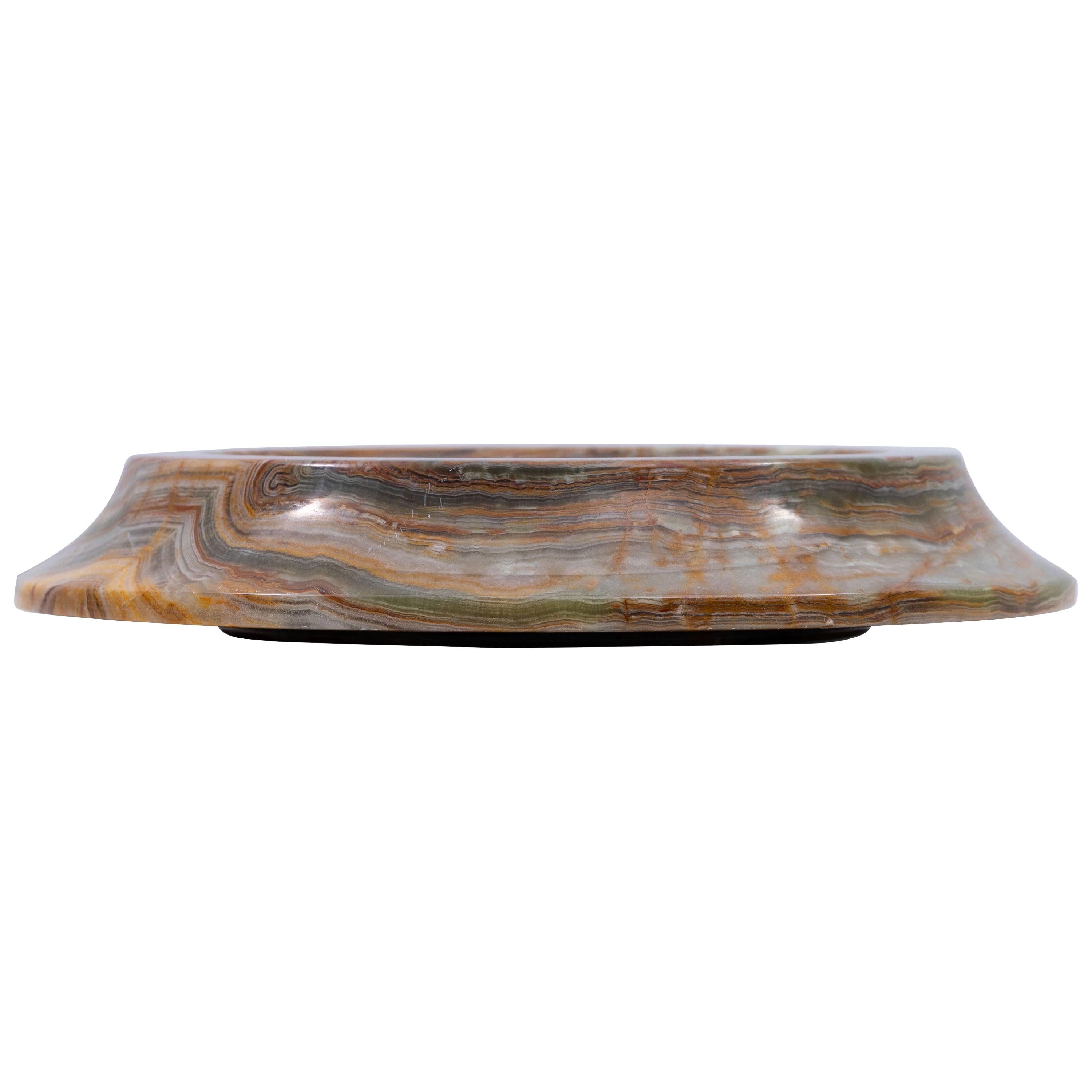 Green Onyx Prototype Low Dish by Angelo Mangiarotti, circa 1970 For Sale