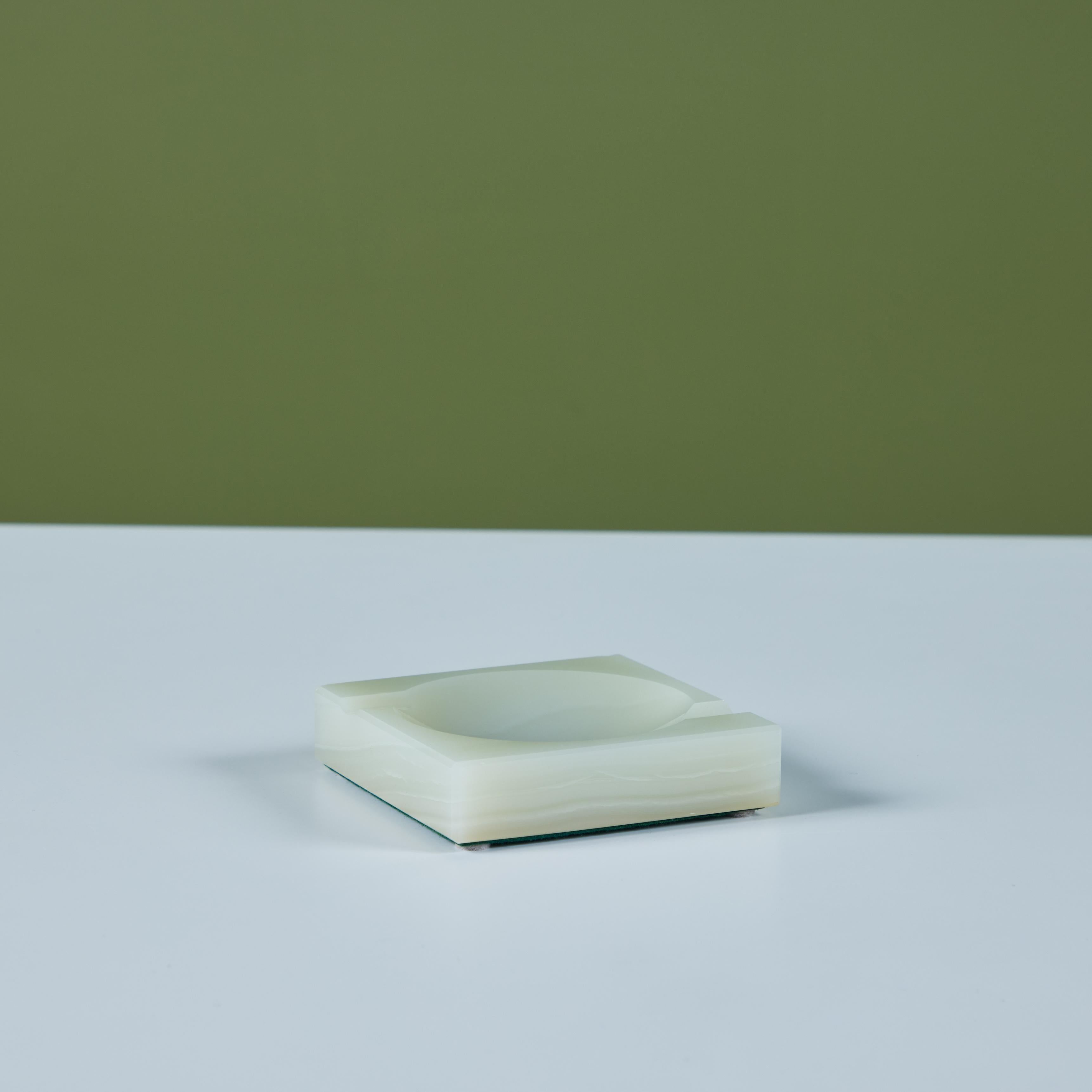 American Green Onyx Square Ashtray For Sale