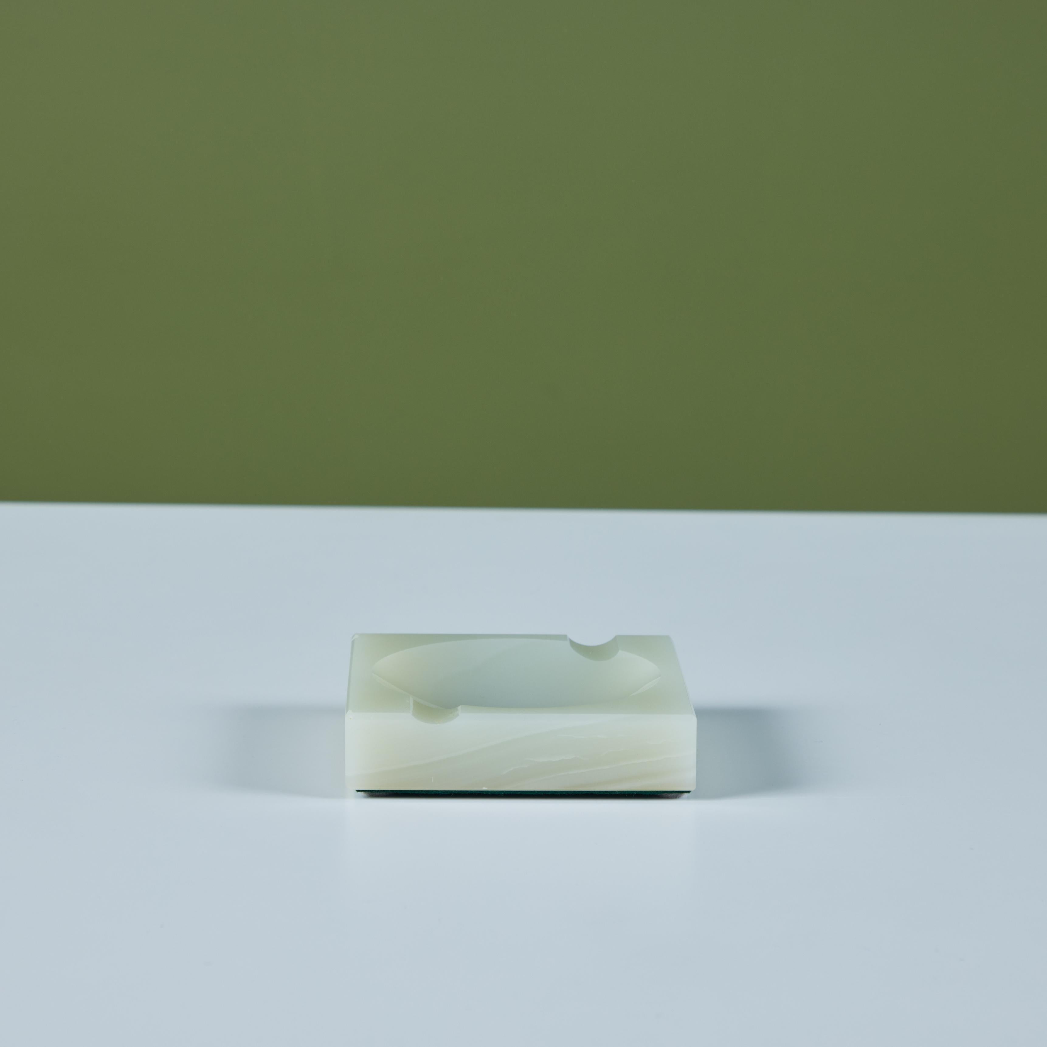 Green Onyx Square Ashtray In Excellent Condition For Sale In Los Angeles, CA