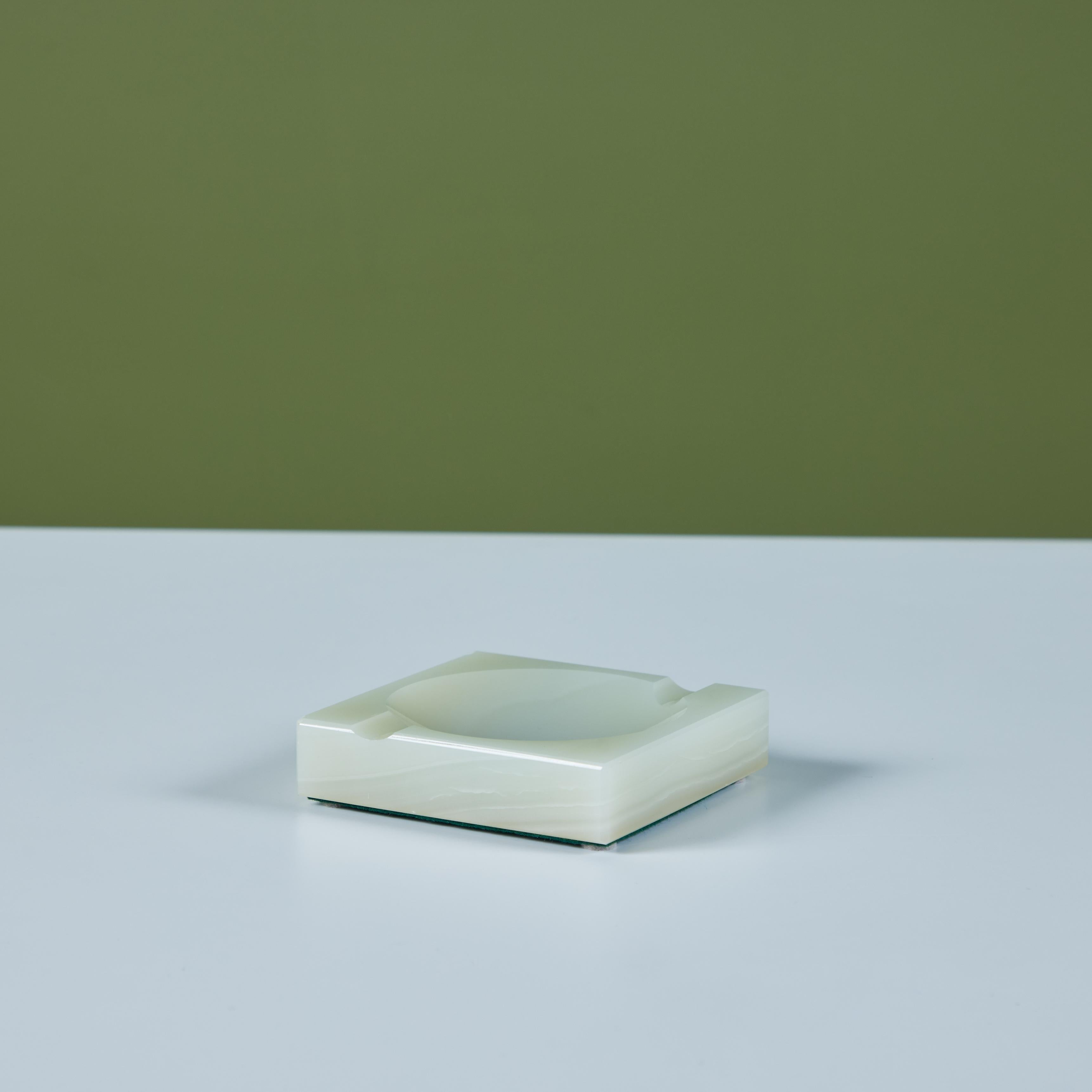 20th Century Green Onyx Square Ashtray For Sale