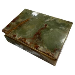 Green Onyx Stone Jewelry or Trinket Box with Natural Veining