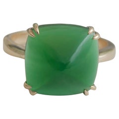 Anello in argento placcato oro con Pan di Zucchero all'Onice Verde