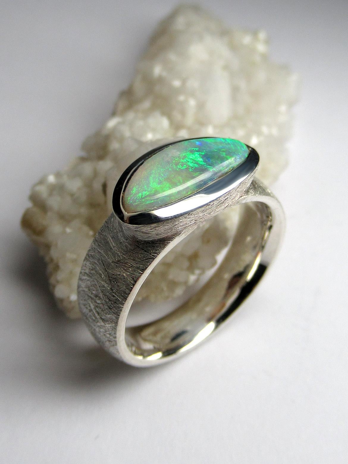 Green Opal Silver Ring For Sale 1