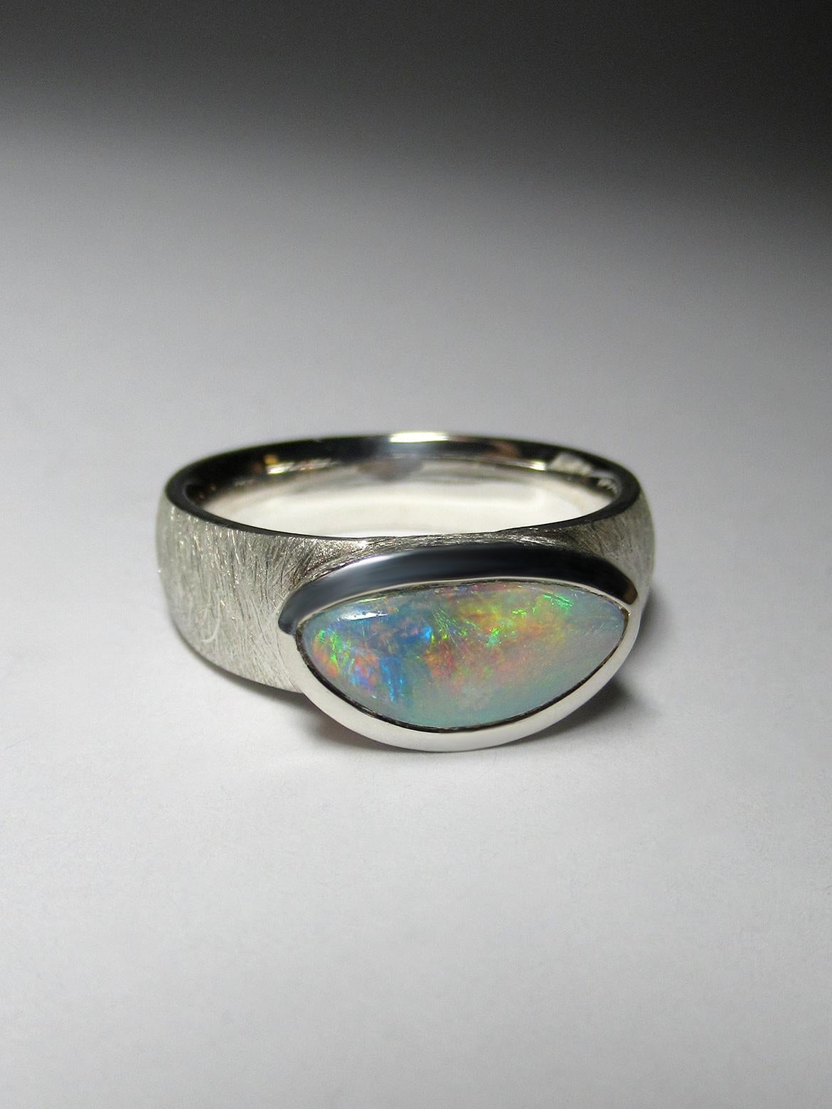 Green Opal Silver Ring For Sale 3