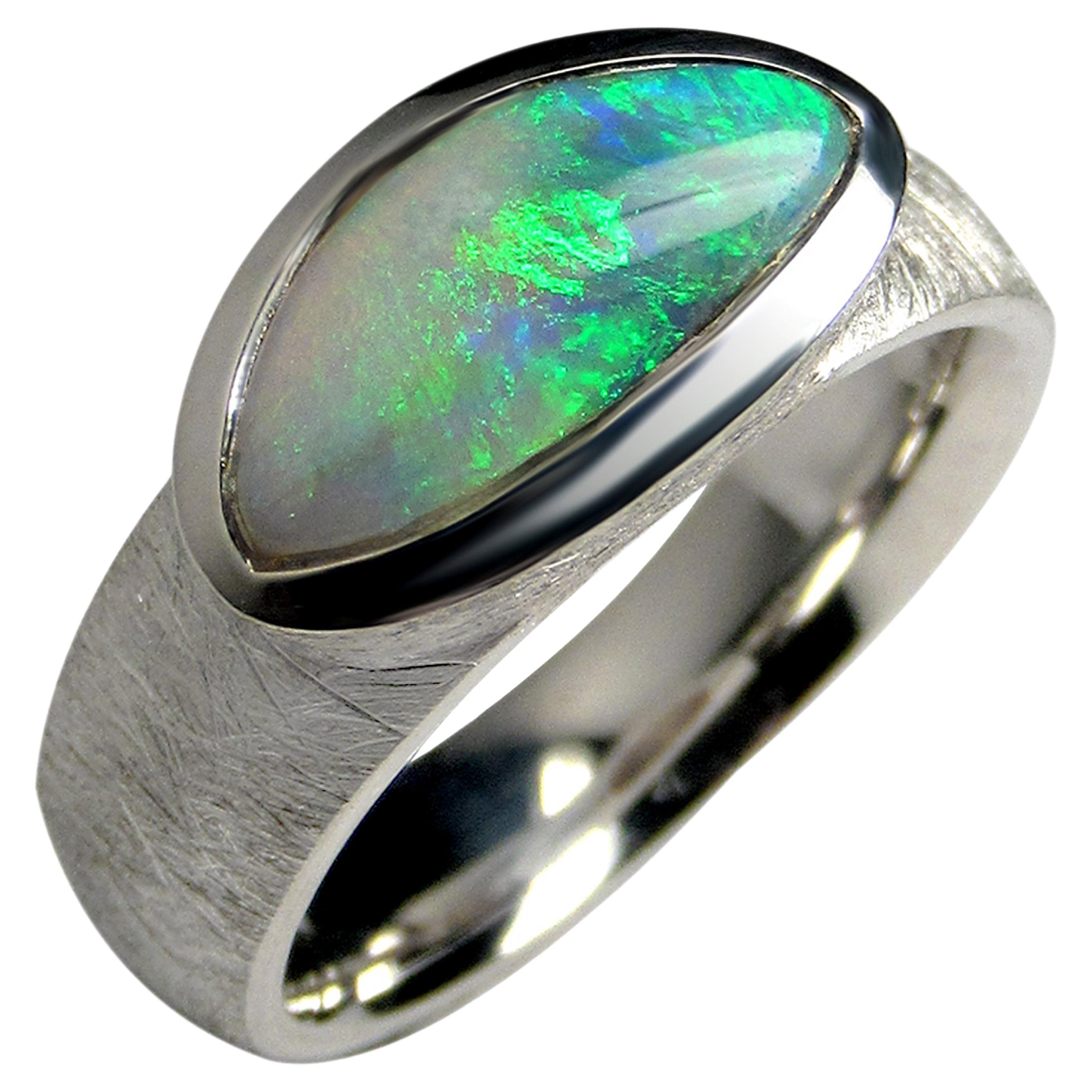 Green Opal Silver Ring For Sale