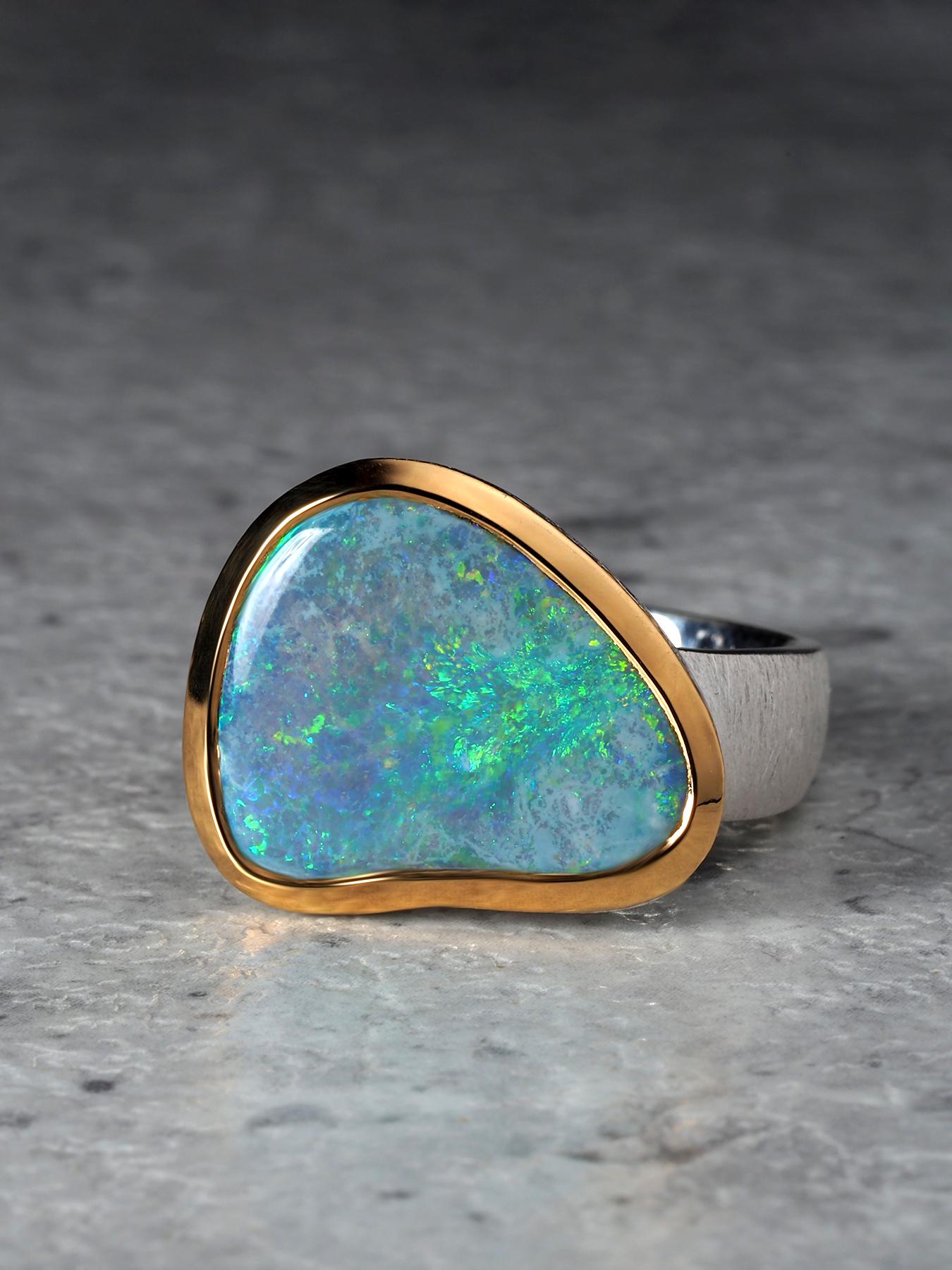 Grüner Opal Silber Ring Natürlicher Australischer Edelstein Weihnachtsgeschenk im Angebot 7