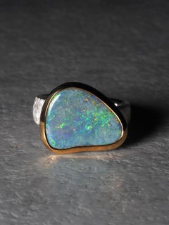 Green Opal Silver Ring Natural Australian Gemstone christmas gift