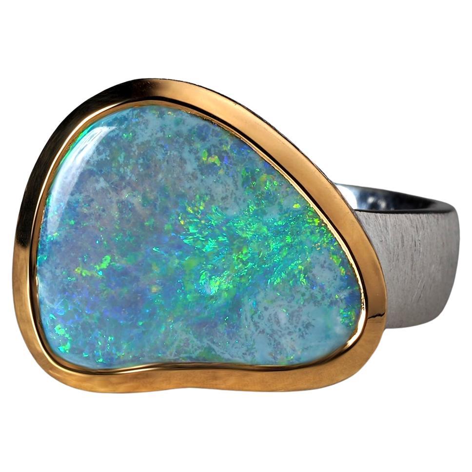 Grüner Opal Silber Ring Natürlicher Australischer Edelstein Weihnachtsgeschenk
