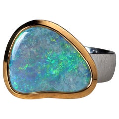 Green Opal Silver Ring Natural Australian Gemstone christmas gift