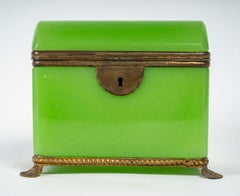 Green Opaline Box, 19th Century, Napoleon III Period.