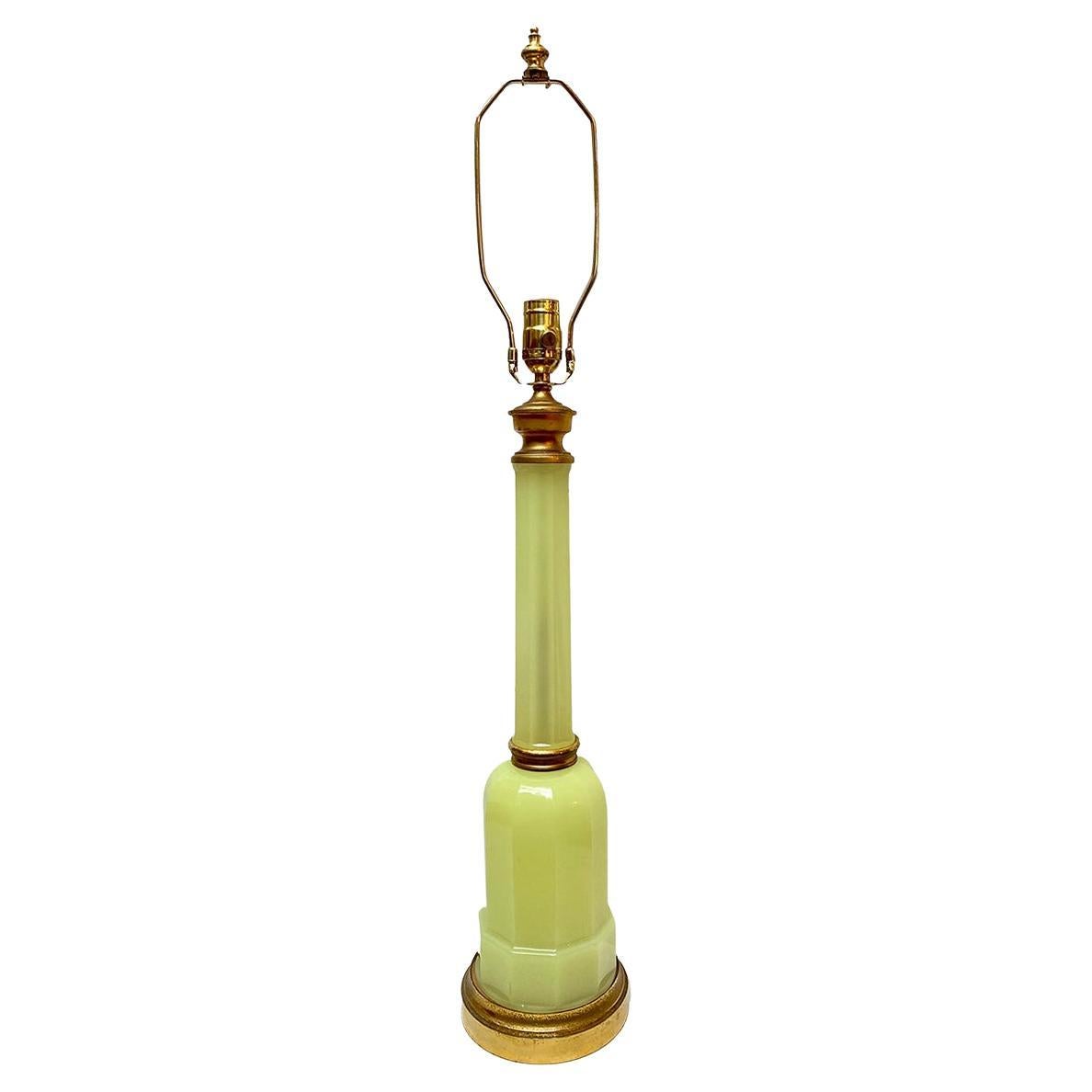 Green Opaline Glass Table Lamp