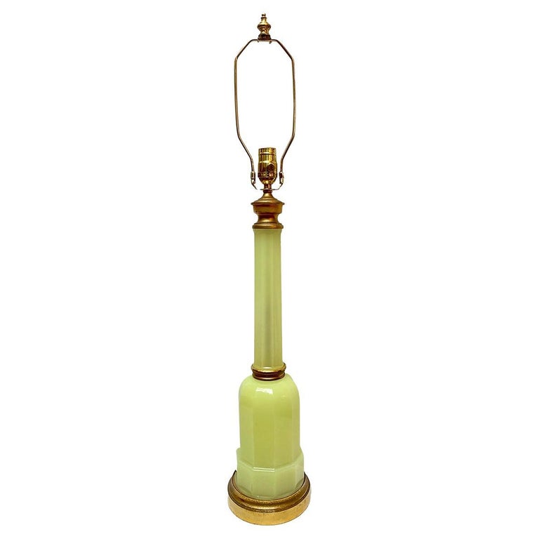 Green Opaline Glass Table Lamp For Sale at 1stDibs