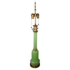 Green Opaline Lamp by Warren Kessler France Mid Century French Green Opaline Col