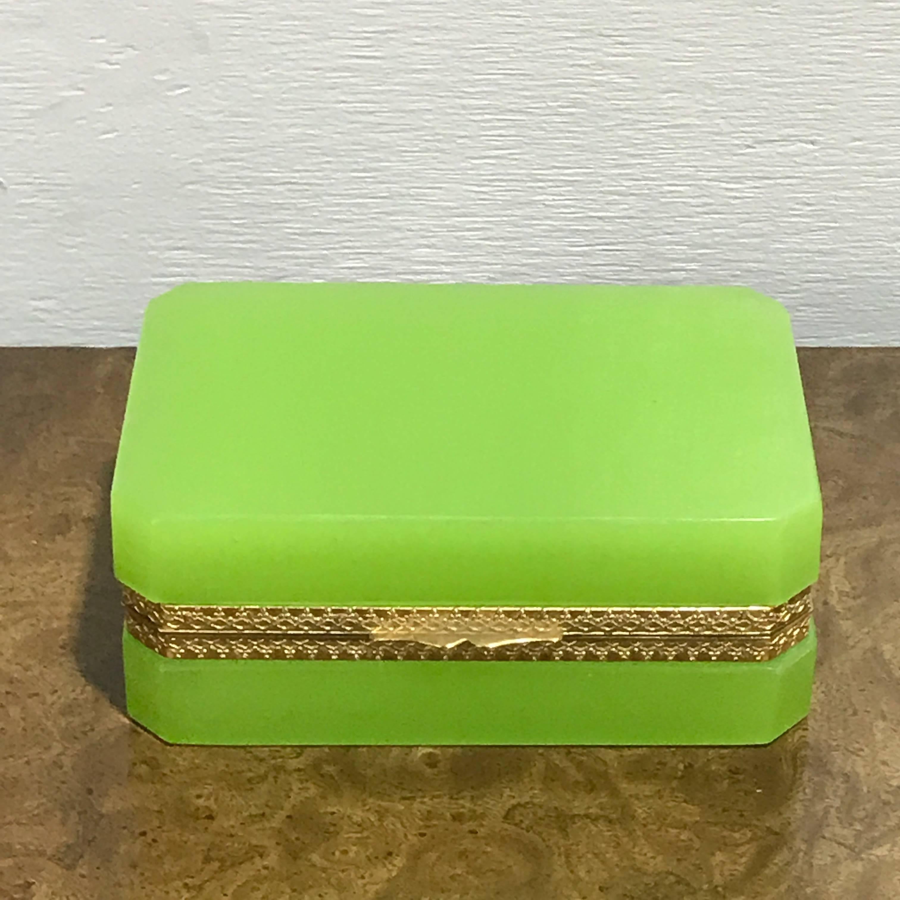 Neoclassical Green Opaline Ormolu-Mounted Box
