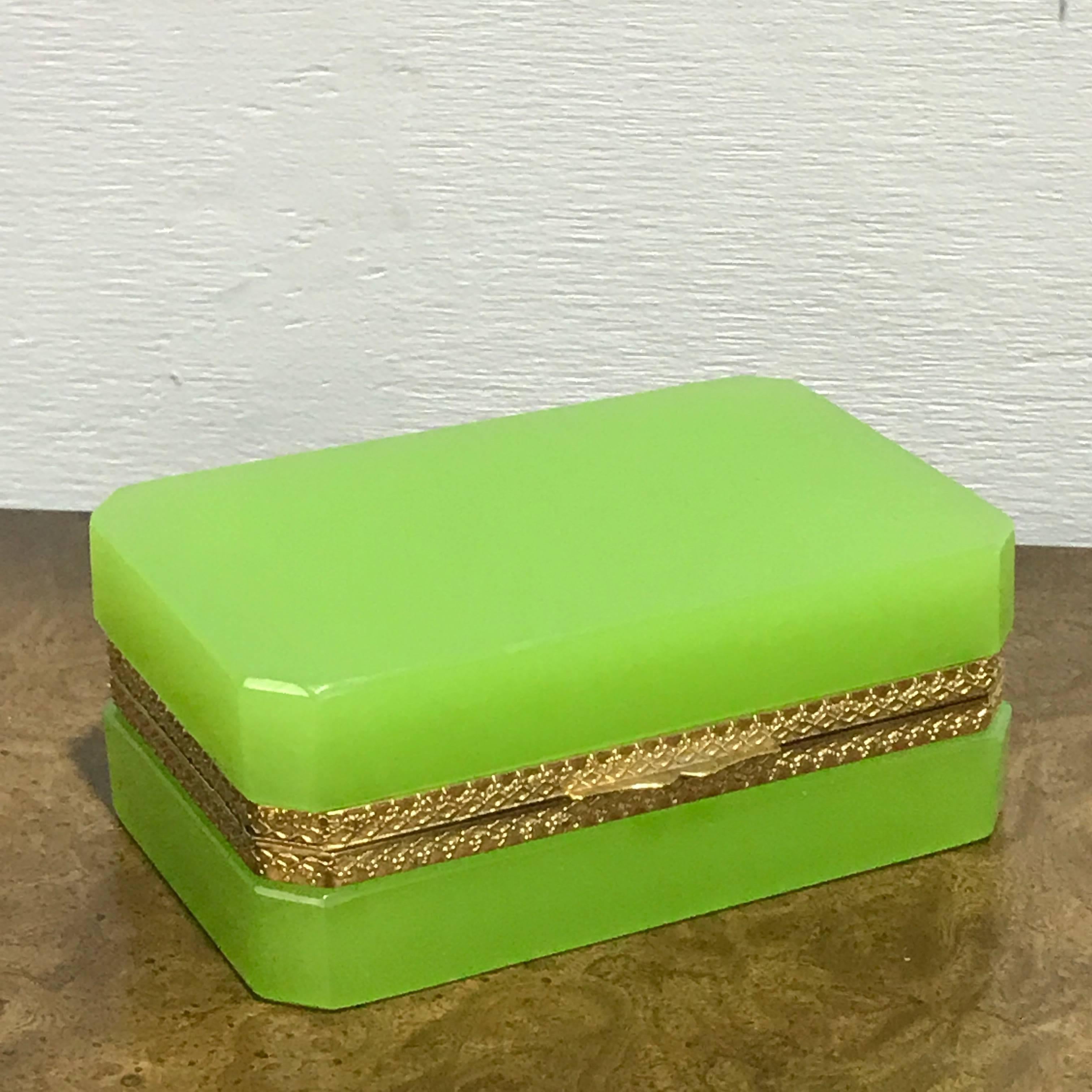 European Green Opaline Ormolu-Mounted Box