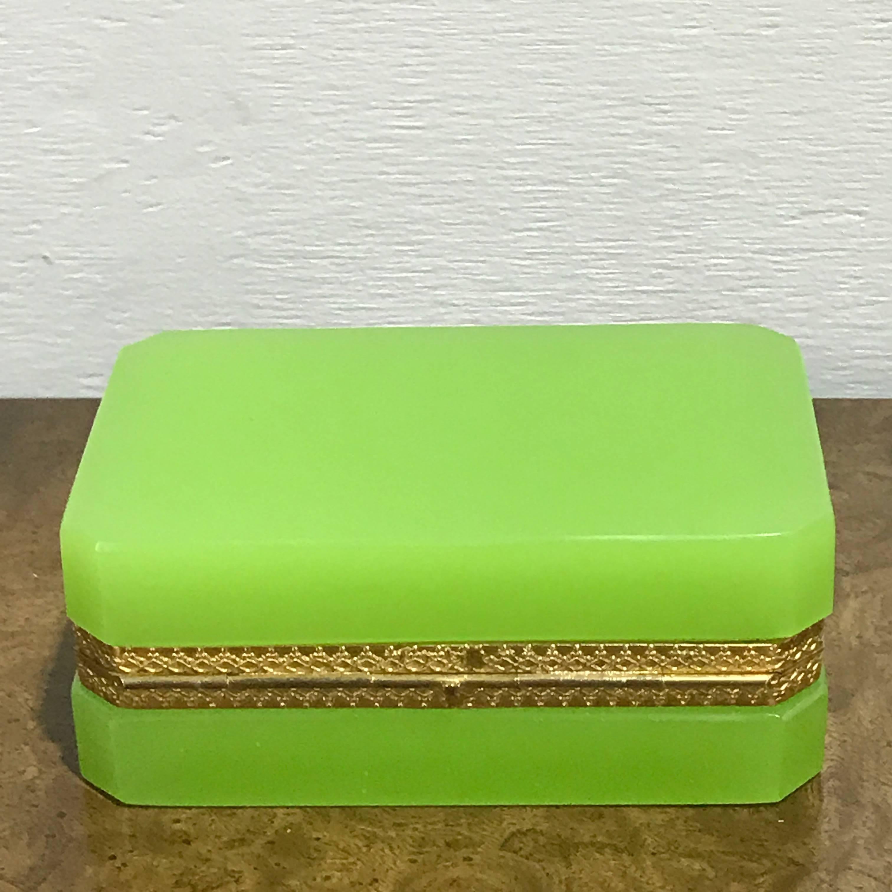 20th Century Green Opaline Ormolu-Mounted Box