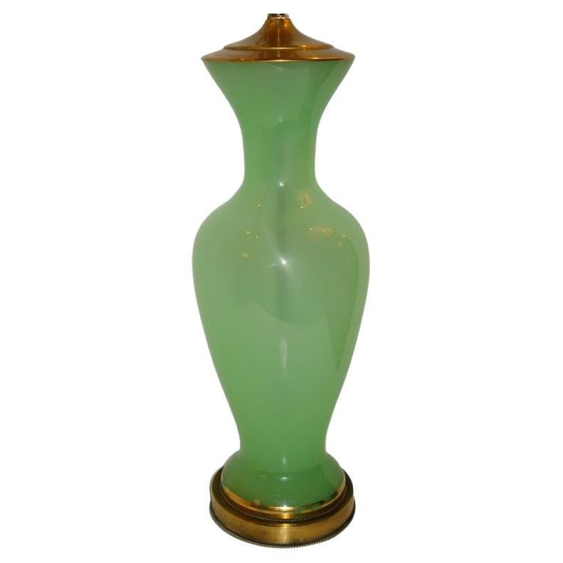 Green Opaline Table Lamp For Sale