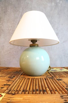 Green Opaline Table Lamp in the style of Jacques Adnet, France 1940
