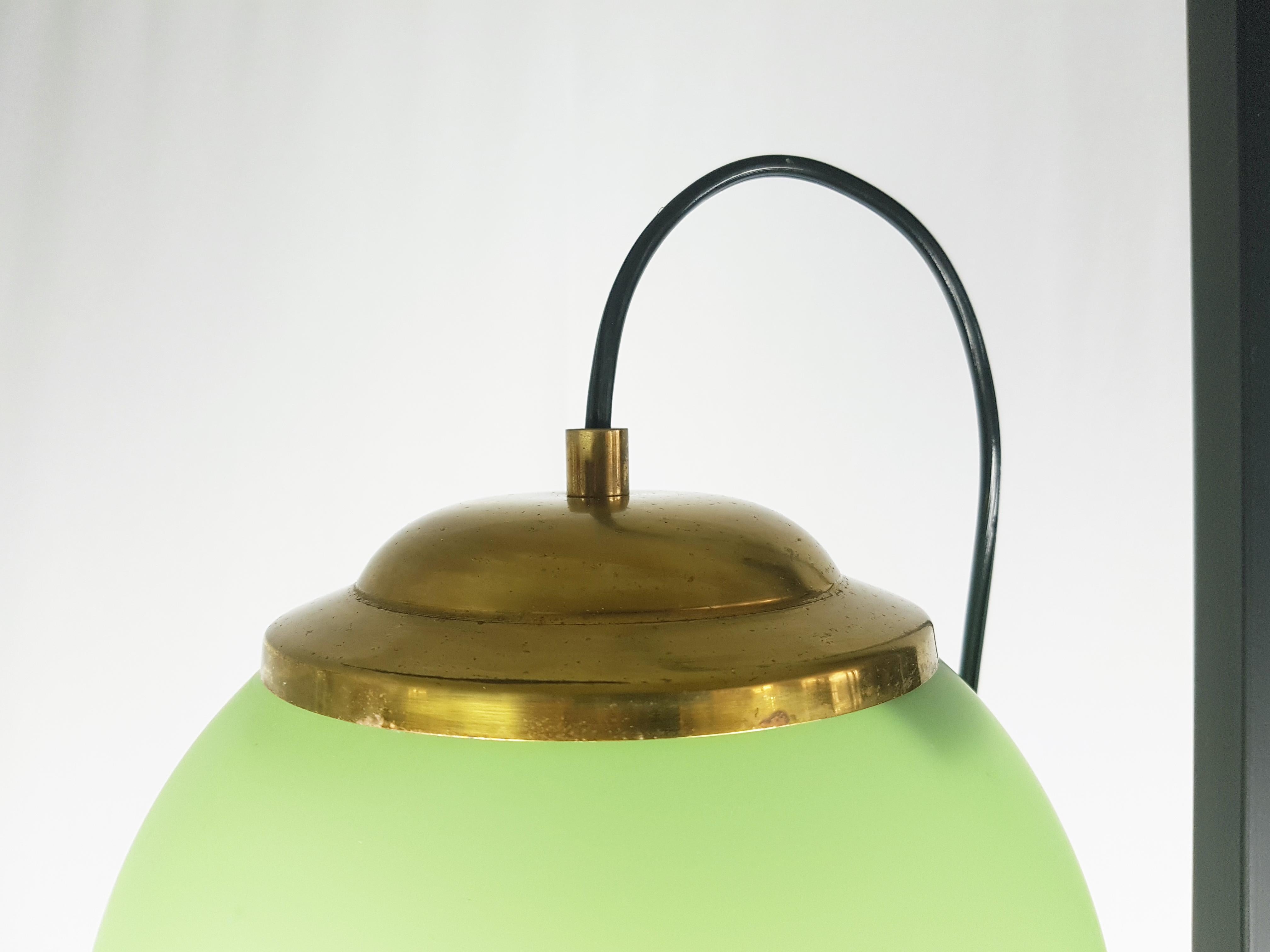Green & Orange Murano Glass Black Metal & Brass 1950s Floor Lamp Attr. Stilnovo For Sale 2