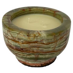 Green & Orange Onyx Marble Vessel Gardenia Scent Candle