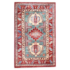 Green Oriental Rug Geometric Handmade Carpet Yellow Rugs for Sale