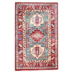 Green Oriental Rug Geometric Handmade Carpet Yellow Rugs for Sale 