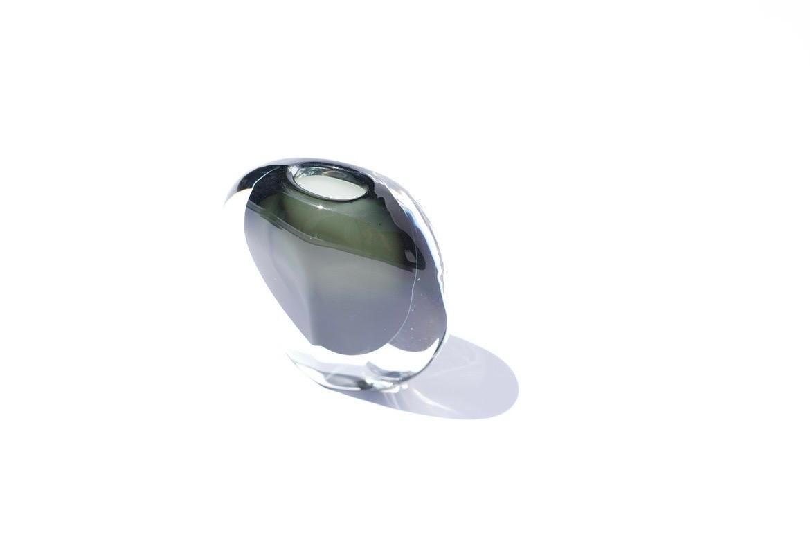 Fait main Vase en cristal vert Orrefors, Suède, 1950 en vente
