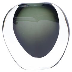 Jarrón de cristal Orrefors verde, Suecia, 1950