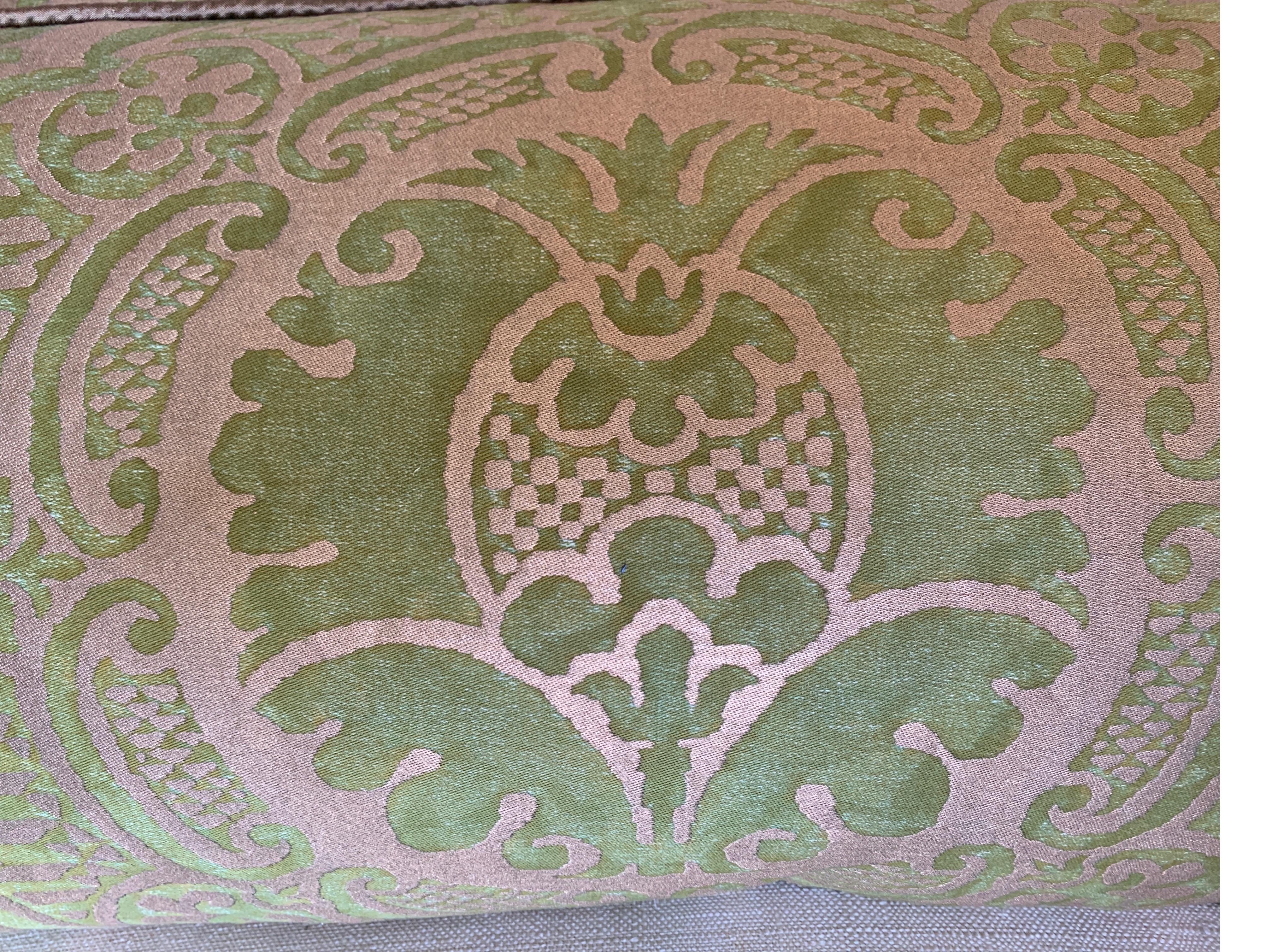 Baroque Green Orsini Fortuny Lumbar Pillows, Pair