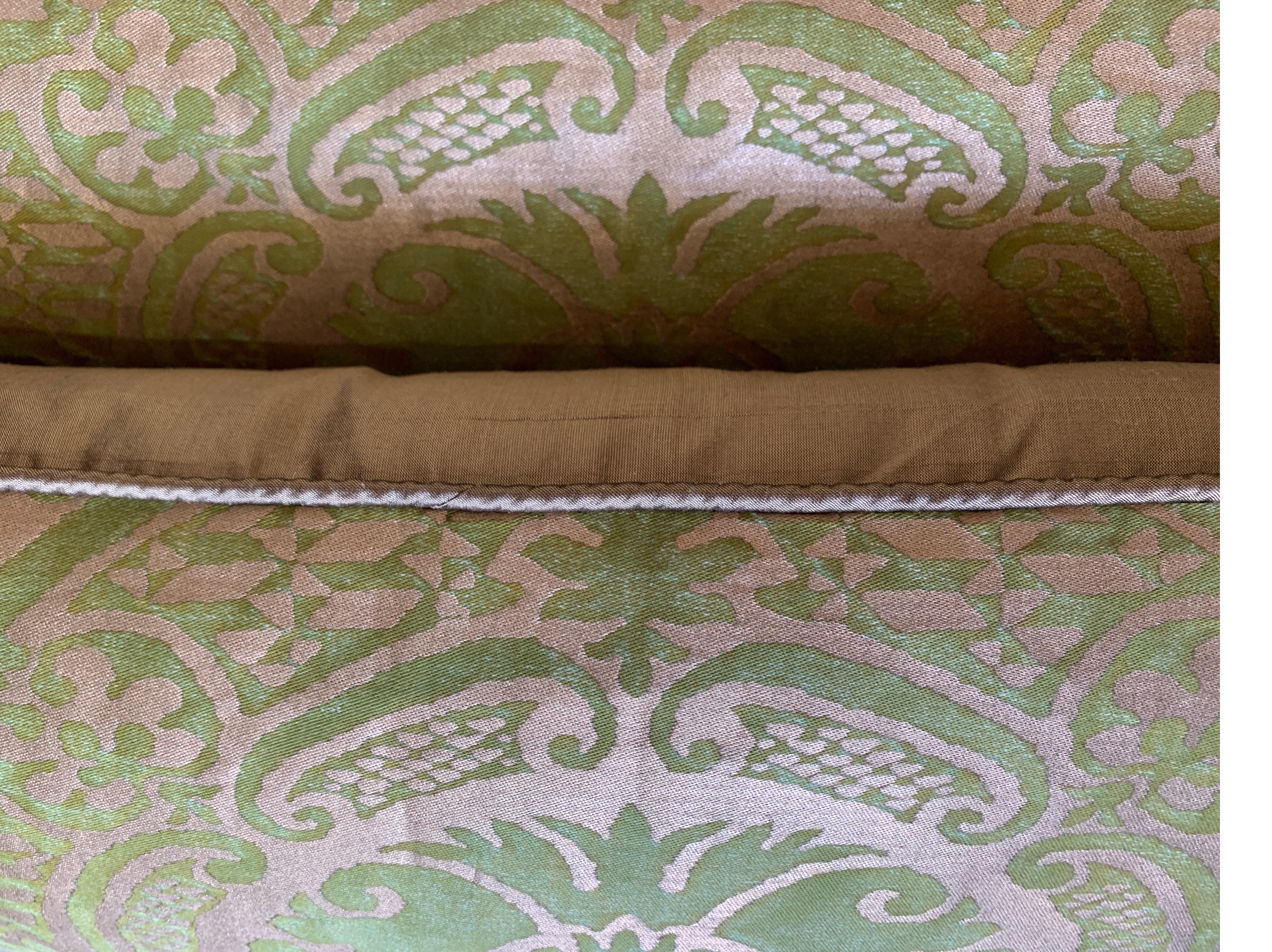 Italian Green Orsini Fortuny Lumbar Pillows, Pair