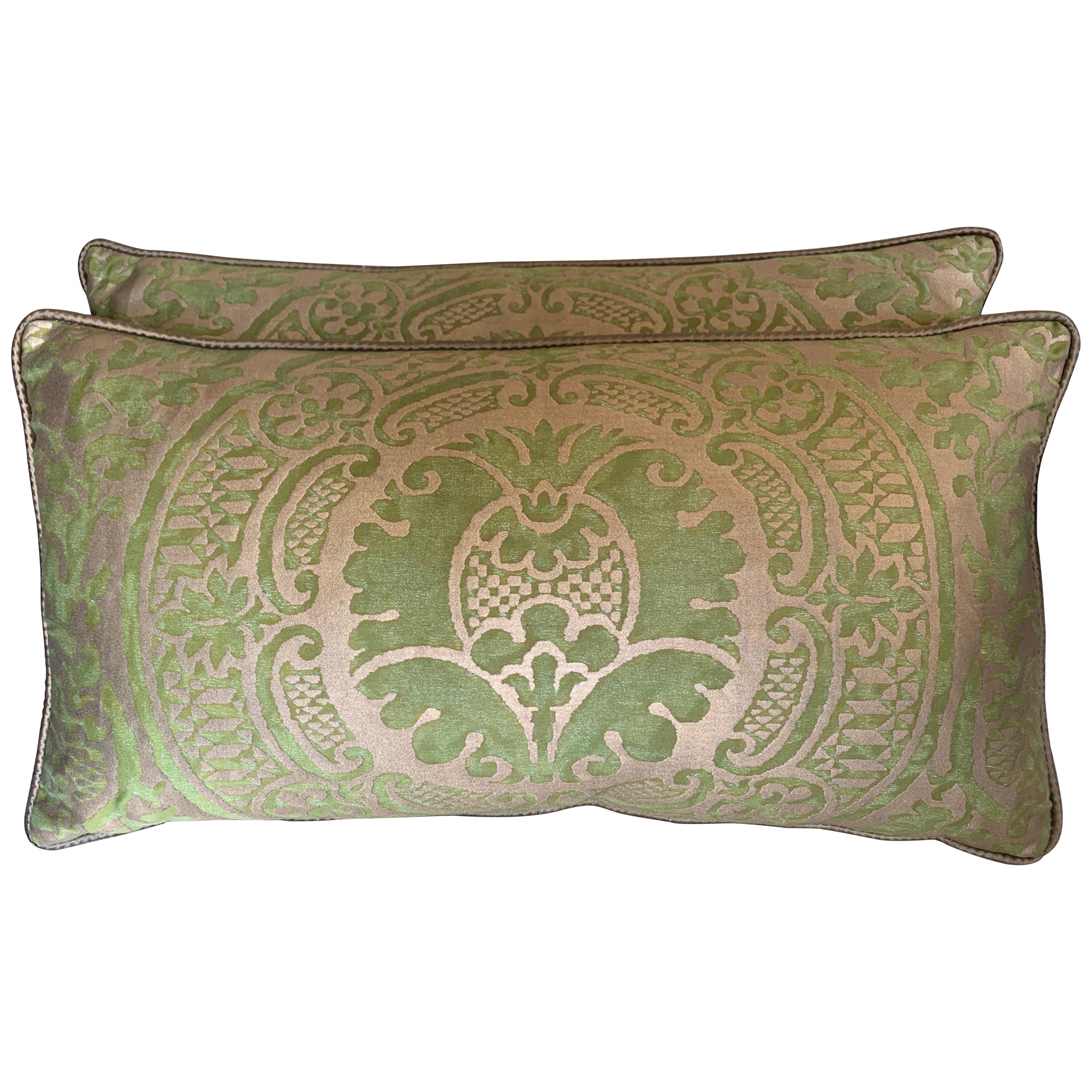 Green Orsini Fortuny Lumbar Pillows, Pair