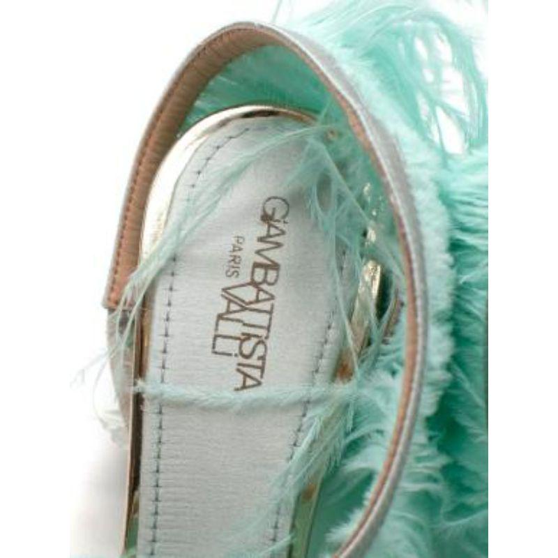 Women's Green Ostrich Feather Satin Slingbacks For Sale