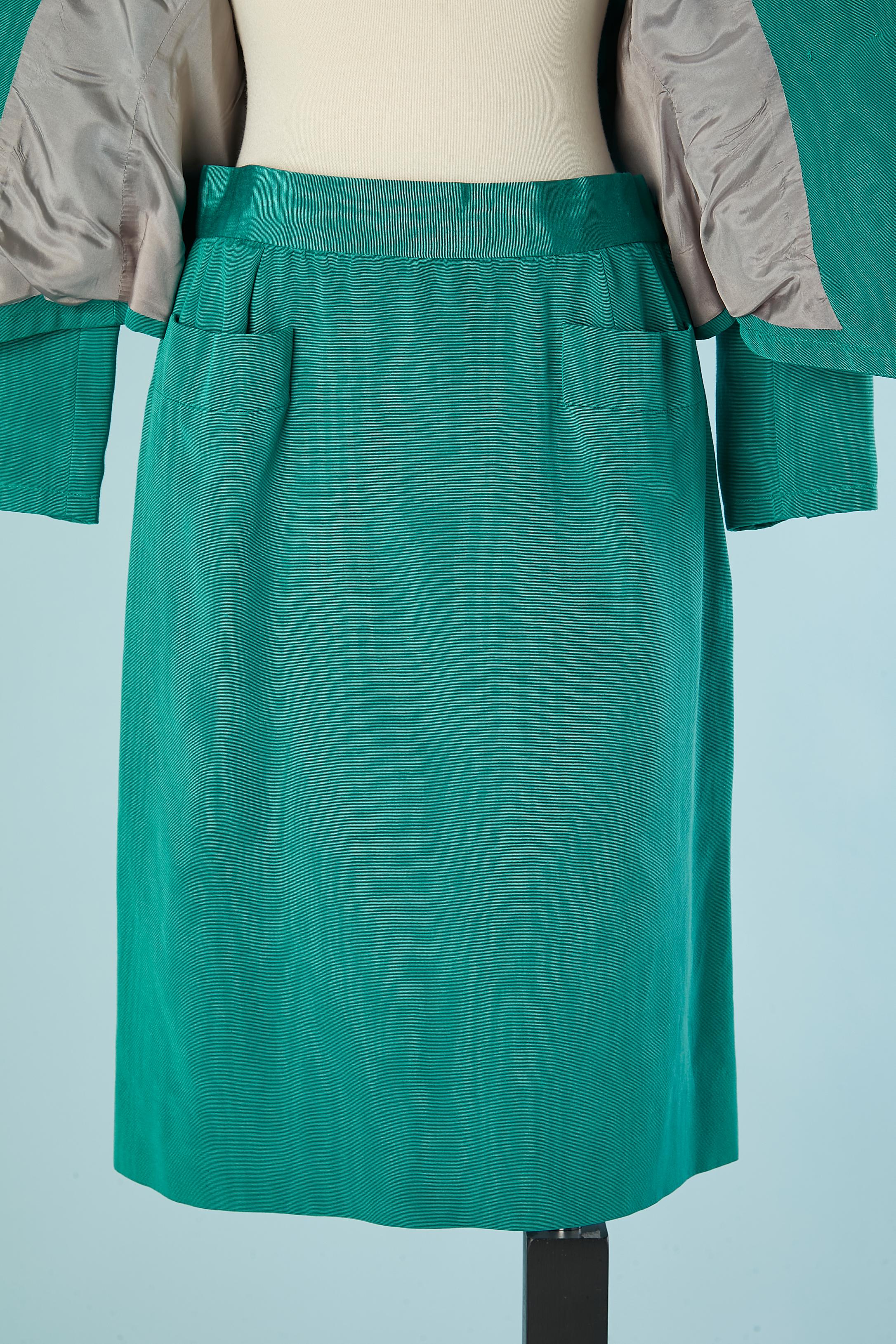 Women's or Men's Green Ottoman evening skirt-suit  Saint Laurent Rive Gauche  For Sale