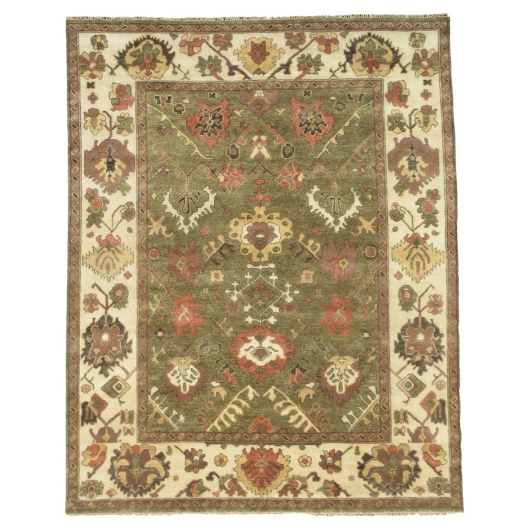 Green Oushak Area Rug For Sale at 1stDibs