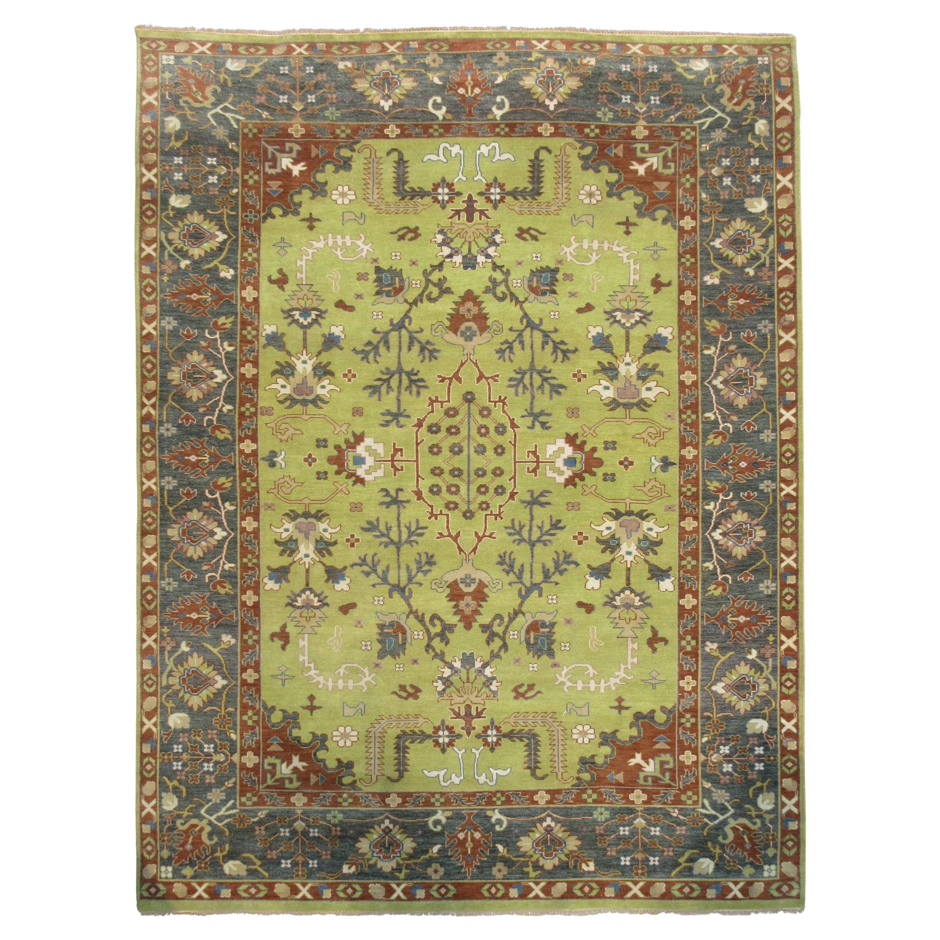 Green Oushak Area Rug For Sale