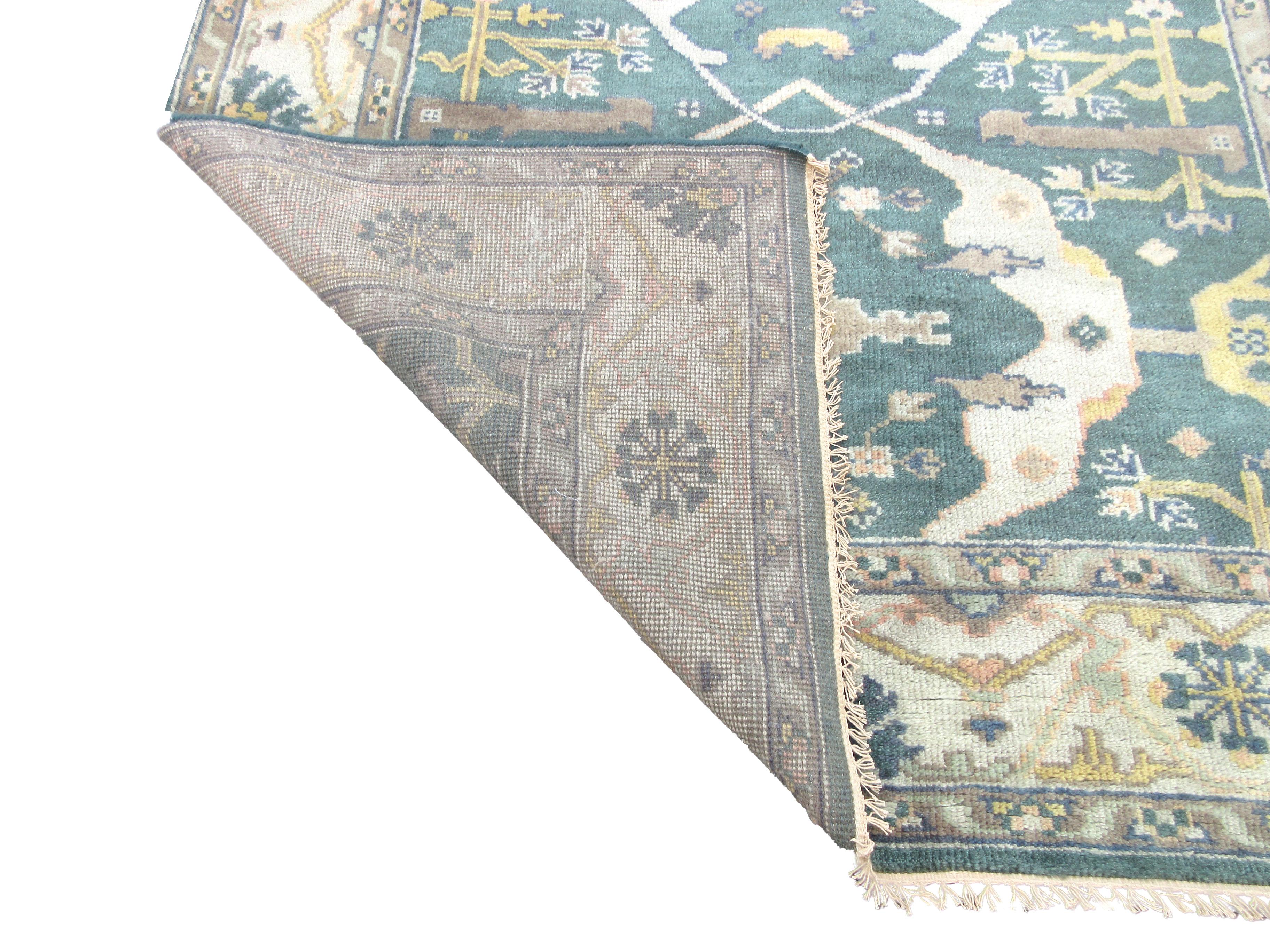 Green Oushak Gallery Runner In New Condition For Sale In Laguna Hills, CA