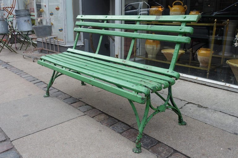 Green Outdoor Bench Arras, France, 1880-1900 at 1stDibs