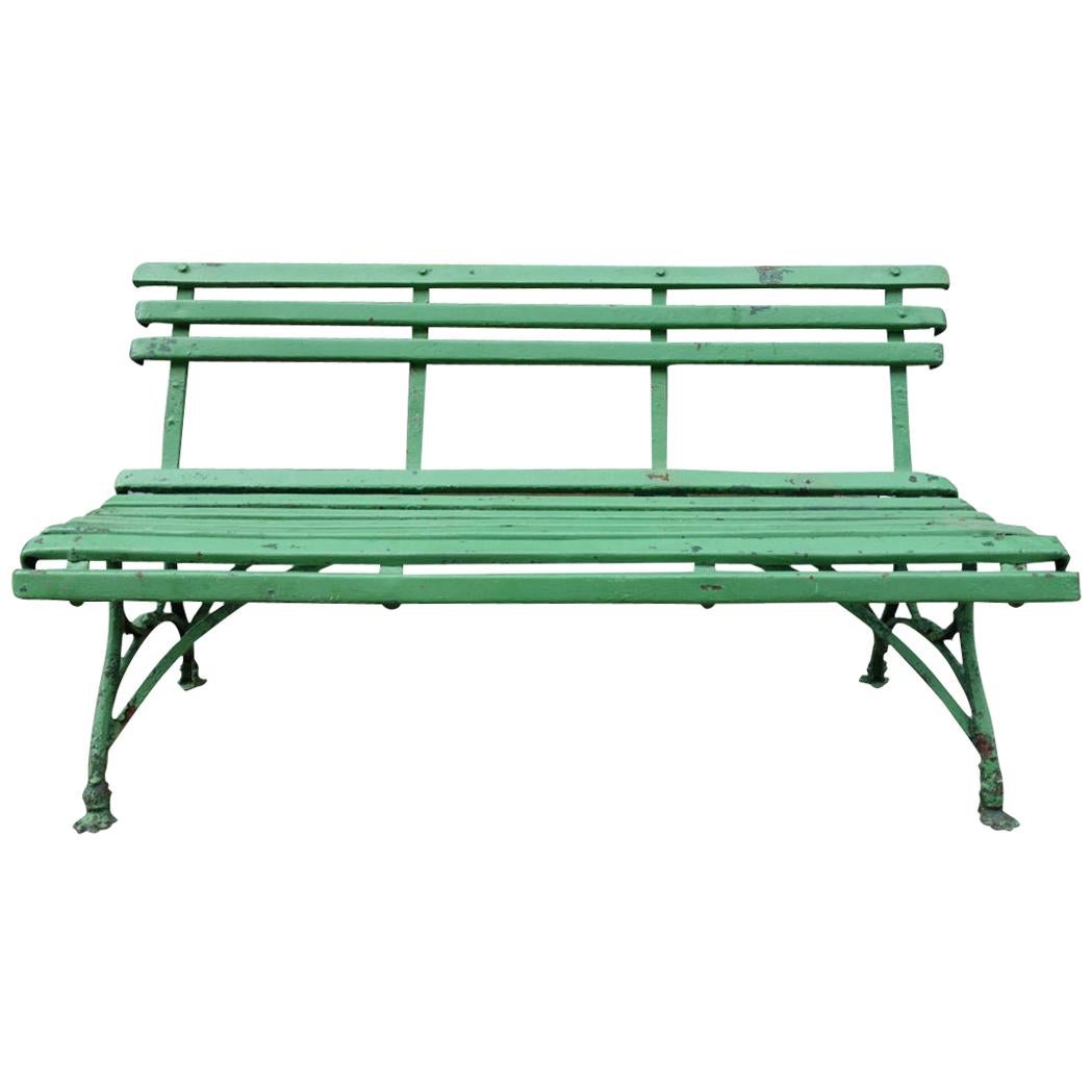 Green Outdoor Bench Arras, France, 1880-1900